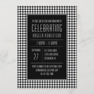 Schwarzes Hahnentrittmuster zum Geburtstag Einladung
