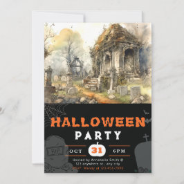 Schwarzes Halloween, Beängstigender Friedhof Einladung