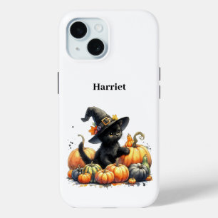 Schwarzes Halloween Kätzchen mit Kürbiskuits & Hex Case-Mate iPhone Hülle