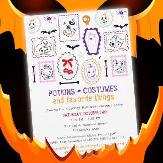 Schwarzes Halloween-Kinder-Potionenkostüm-Geschenk Einladung