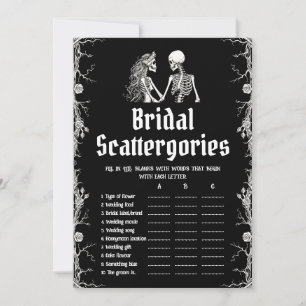 Schwarzes Halloween-Skelett-Bridal-Scattergories-S Einladung