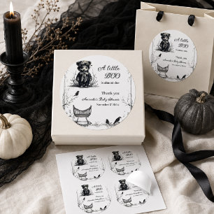 Schwarzes Halloween-Thema Bär Kleine Boo-Baby-Part Runder Aufkleber