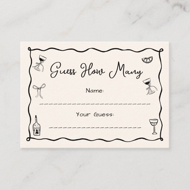 Schwarzes Hand gezeichnetes Brautparty schätzt, wi Begleitkarte (Vorderseite)