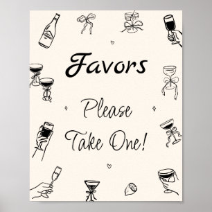Schwarzes handgezeichnetes italienisches Geschenk Poster