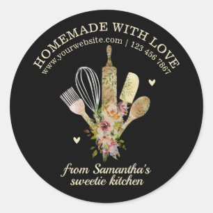 Schwarzes Haus mit Liebe Catering Bäckerei Koch Runder Aufkleber