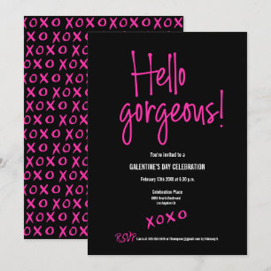 Schwarzes heiß rosa Hallo wunderschöne Galentinsta Einladung
