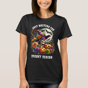 Schwarzes Hemd mit Halloween-Skelett T-Shirt