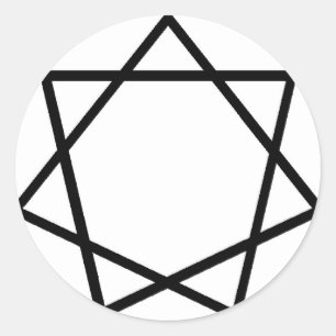 Schwarzes Heptagram Runder Aufkleber