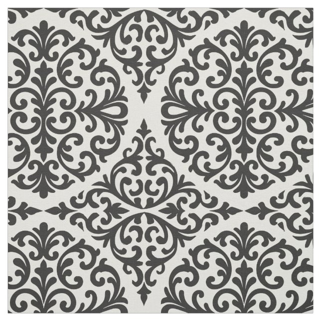 Schwarzes Heritage-Damask Stoff (Muster)