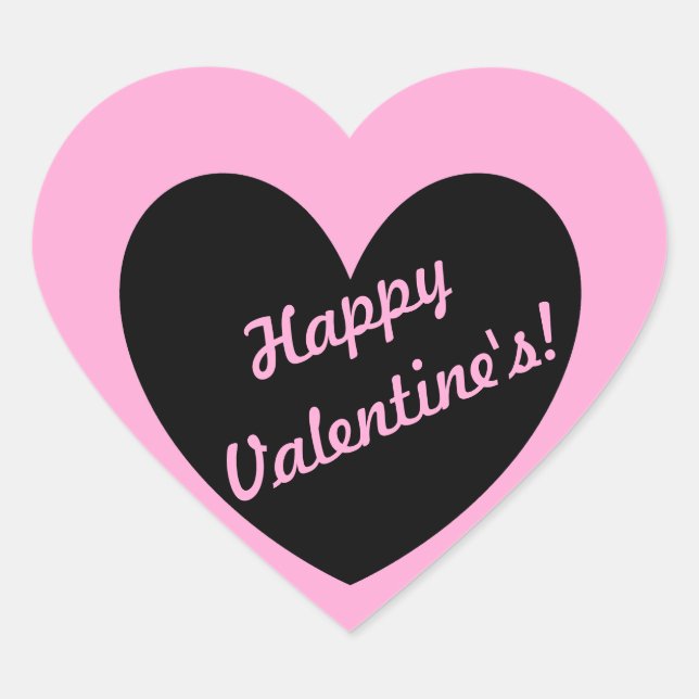 Schwarzes Herz auf Zuckerwatte rosa Herz-Aufkleber (Vorderseite)