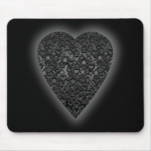 Schwarzes Herz. Gemusterter Herz-Entwurf Mousepad