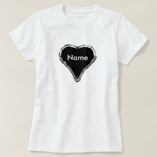Schwarzes Herz gewartet nach Namen T-Shirt