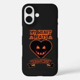 Schwarzes Herz Halloween Evil Pumpkin Face Spooky iPhone 16 Hülle