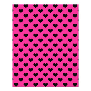 Schwarzes Herz Hot Pink Hintergrund Polka Dot Herz Fotodruck