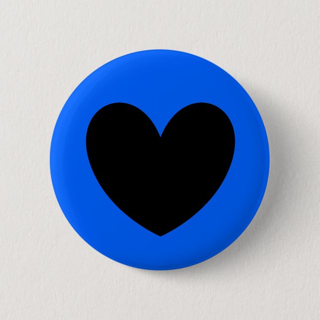 Schwarzes Herz in Blau Button (Vorderseite)