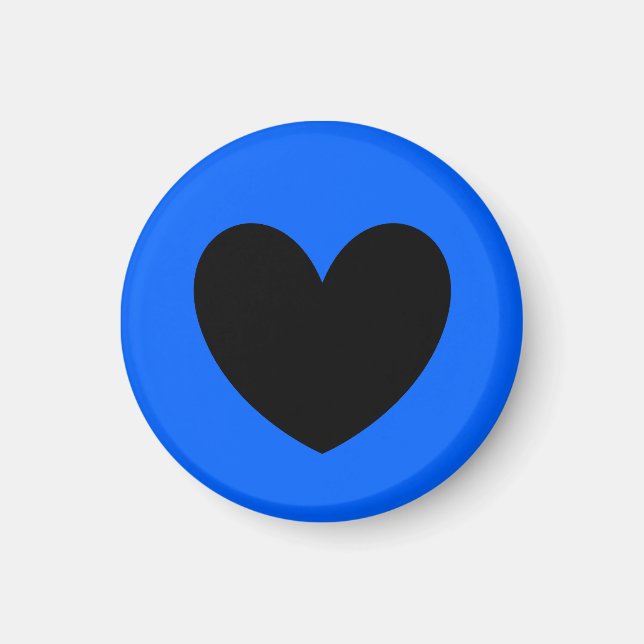 Schwarzes Herz in Blau Magnet (Vorne)