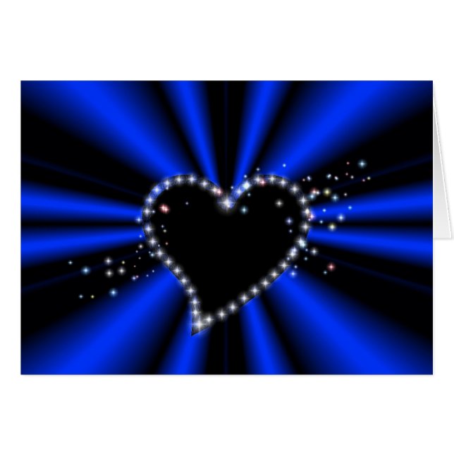 Schwarzes Herz mit Sternen auf blauem Regenbogen (Vorderseite (Horizontal))