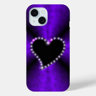 Schwarzes Herz mit Sternen auf Lila rosa Regenboge Case-Mate iPhone Hülle