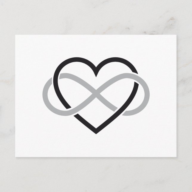 Schwarzes Herz mit Unendlichkeitszeichen Postkarte (Vorderseite)