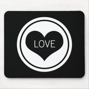 Schwarzes Herz Mousepad, Schwarz/Weiß Mousepad