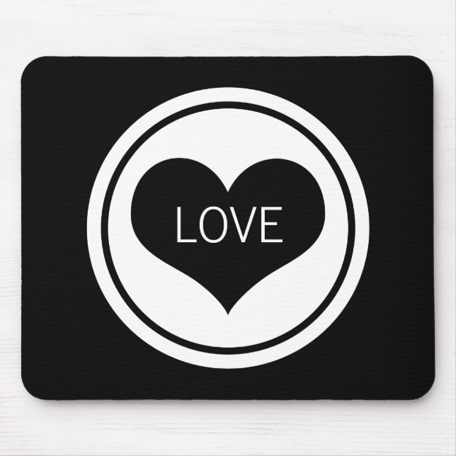 Schwarzes Herz Mousepad, Schwarz/Weiß Mousepad (Vorne)