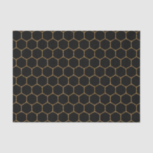 Schwarzes Hexagon-Muster im GoldGlitzer-Rahmen Seidenpapier