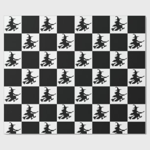 Schwarzes Hexen-Karopapier Geschenkpapier