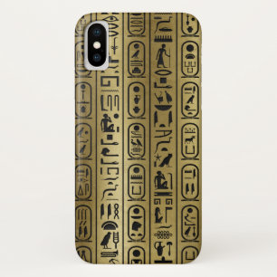 Schwarzes Hieroglyphenmuster auf altem Gold Case-Mate iPhone Hülle