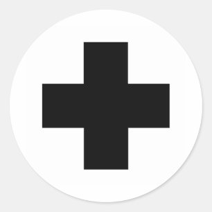 Schwarzes Hilfekreuz Runder Aufkleber