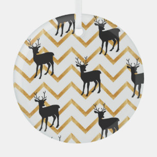 Schwarzes Hirsch, goldenes Muster. Ornament Aus Glas