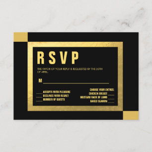 Schwarzes + HOCHZEITEN Goldfolie UAWG- RSVP Karte