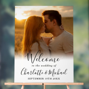 Schwarzes Hochzeits-Willkommensschild mit Untersch Acrylschild