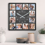 Schwarzes Holz Custom Foto Collage Elegant Quadratische Wanduhr<br><div class="desc">Erstellen Sie einfach Ihre eigene personalisierte,  schwarze Holzputz elegante Wand-Uhr mit Ihren individuellen Fotos. Um die besten Ergebnisse zu erzielen,  schneiden Sie die Bilder vor dem Hochladen auf Quadrat - mit dem Fokuspunkt in der Mitte.</div>