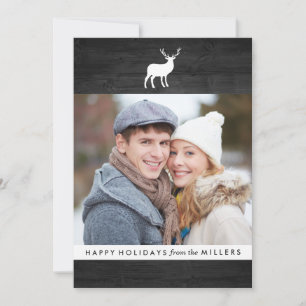 Schwarzes Holz und Weiß Fotokarte für den Urlaub Feiertagskarte