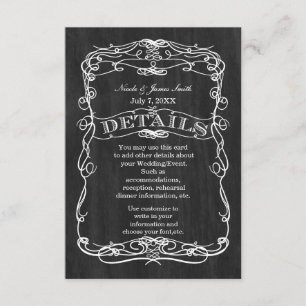 Schwarzes Holz & Weiße Hochzeit DETAILS Informatio Begleitkarte