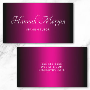 Schwarzes Hot Pink Ombre Elegantes Skript Visitenkarte