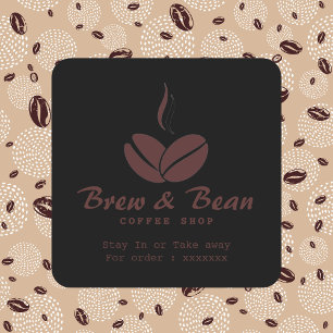 Schwarzes individuelles Logo eines Coffeeshops als Quadratischer Aufkleber