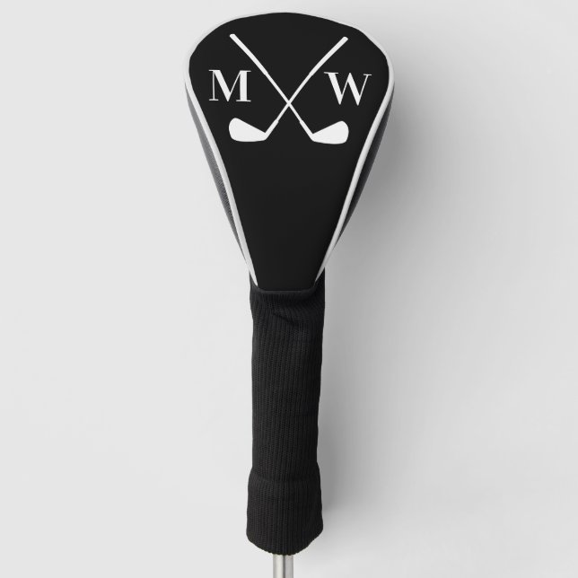 Schwarzes Initialen-Monogramm Golf Headcover (Vorderseite)