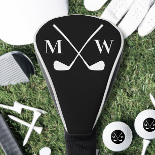 Schwarzes Initialen-Monogramm Golf Headcover
