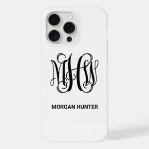 Schwarzes initiales Weinreben-Schriftmonogramm DIY iPhone 15 Pro Max Hülle