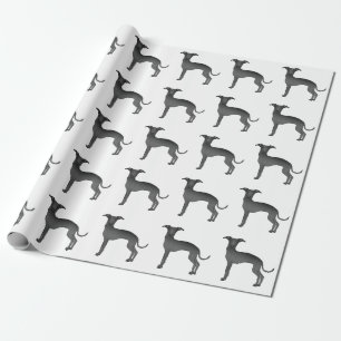 Schwarzes Italienisches Windhund süßes Cartoon-Hun Geschenkpapier