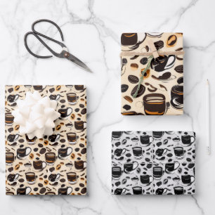 Schwarzes Kaffeeöl Farbmuster Personalisiert Geschenkpapier Set