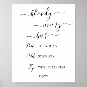 Schwarzes Kalligrafie-Bloody-Mary-Bar-Schild Poster