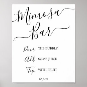Schwarzes Kalligrafie-Braut-Mimosa-Bar-Schild Poster