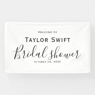 Schwarzes Kalligrafie-Hochzeitsdusche-Banner Banner