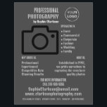 Schwarzes Kamerasymbol, Fotograf, Fotografie - Mie Flyer<br><div class="desc">Schwarzes Kamerasymbol,  Fotograf,  Fotografie Miete Werbung Flyer von der Business Card Store.</div>