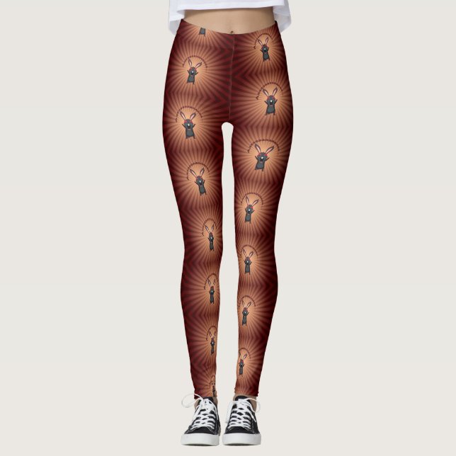 Schwarzes Kaninchen schreiend Leggings (Vorderseite)