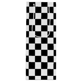 Schwarzes kariertes geschenktüte für weinflaschen