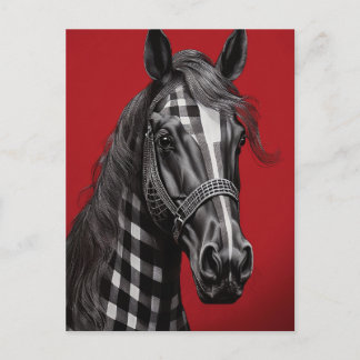 Schwarzes Kariertes Pferd Postkarte
