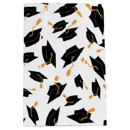 Schwarzes Kartenmuster auf Weiß Mittlere Geschenktüte